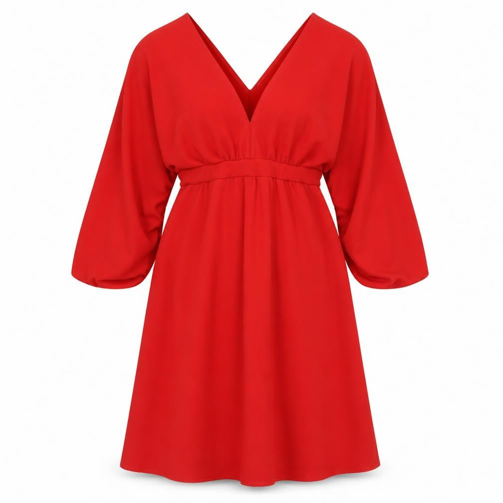 Boohoo Red V-Neck A-Line Dress, UK 10