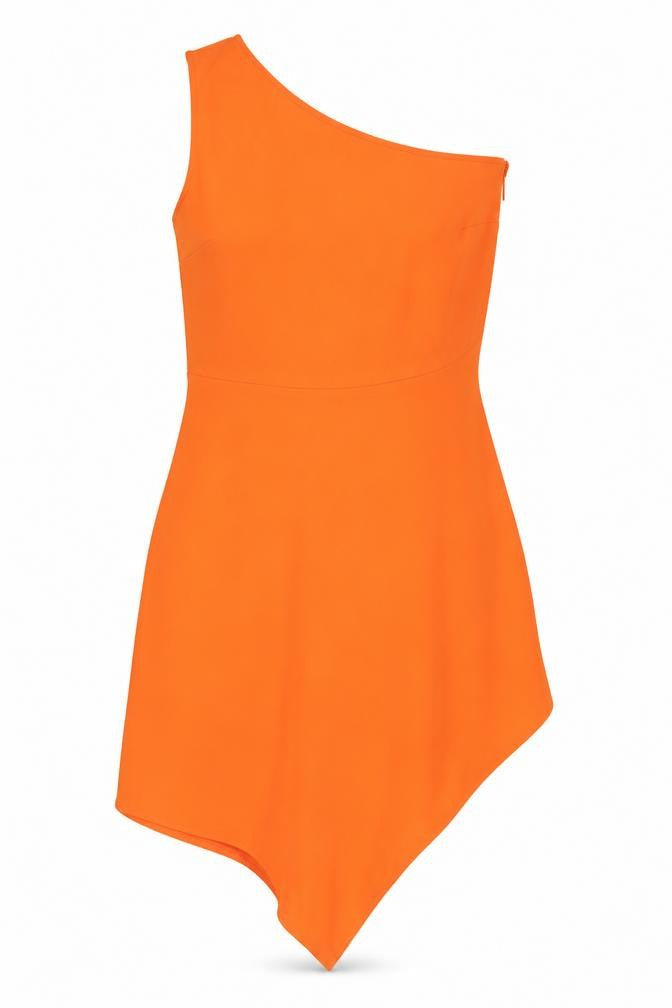 Warehouse Women's Orange One Shoulder Asymmetric Dress 12
