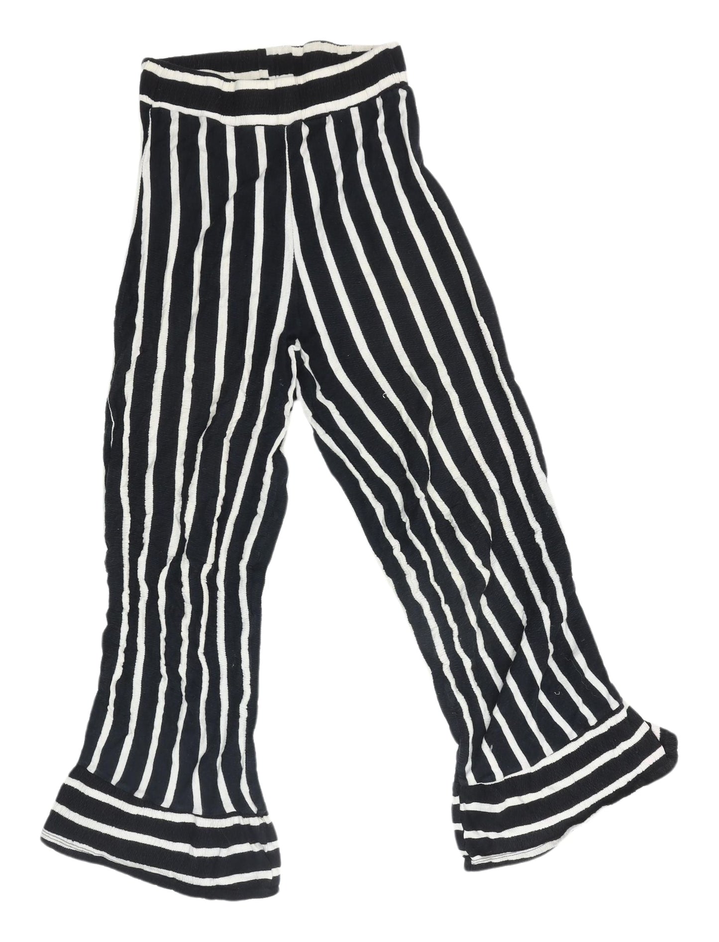 Pull & Bear Women's Striped Flared Trousers Black S
