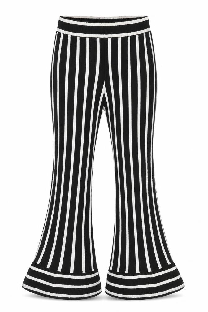 Pull & Bear Women's Striped Flared Trousers Black S
