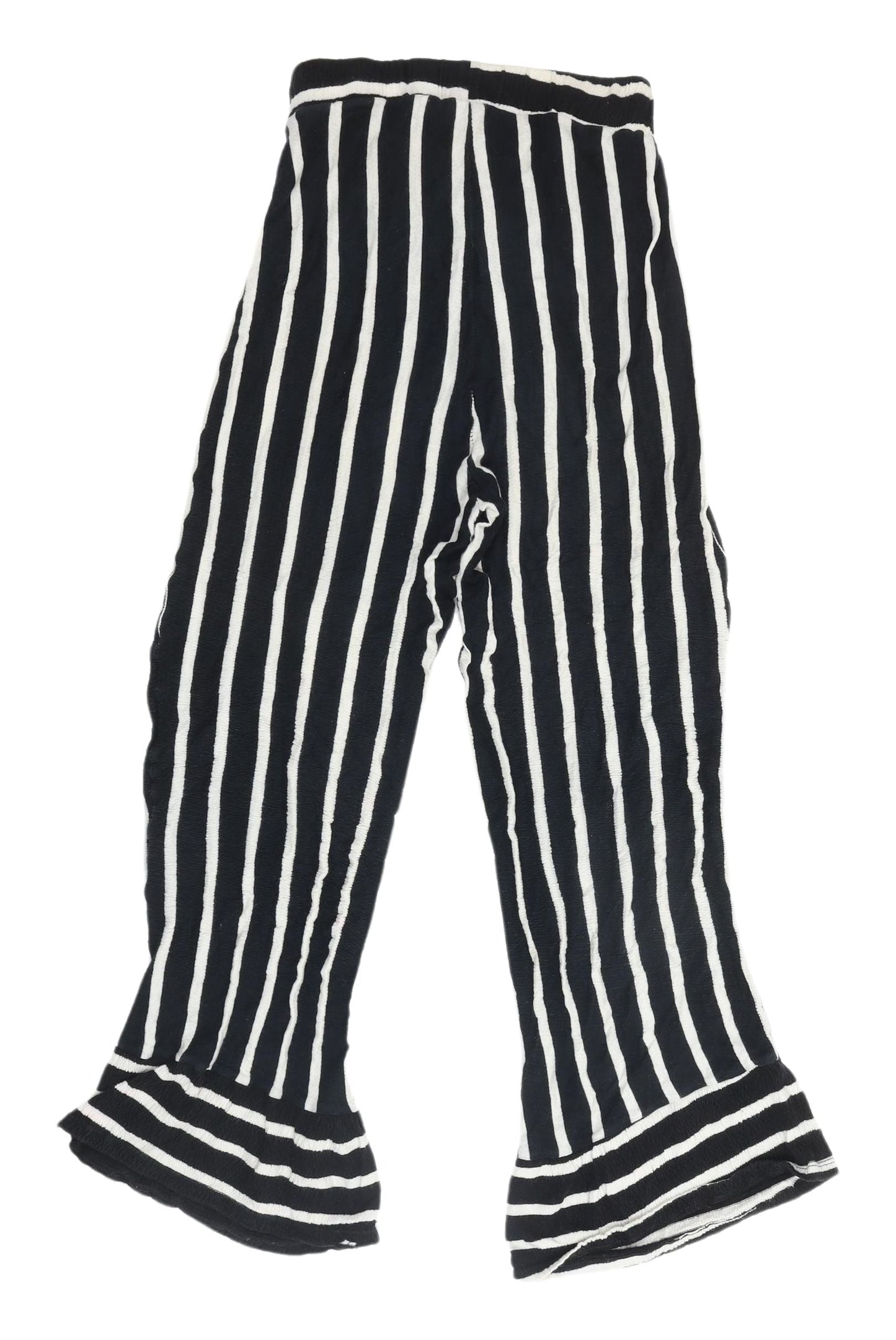 Pull & Bear Women's Striped Flared Trousers Black S