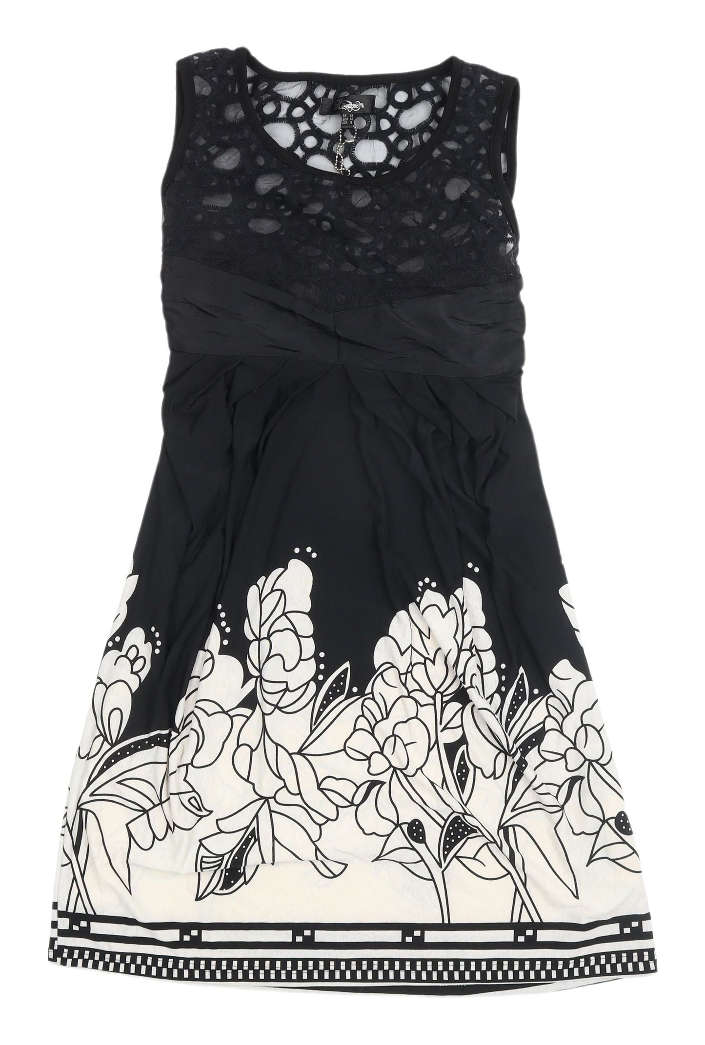 Heaven Women's Black & White Sleeveless Dress, Size 12