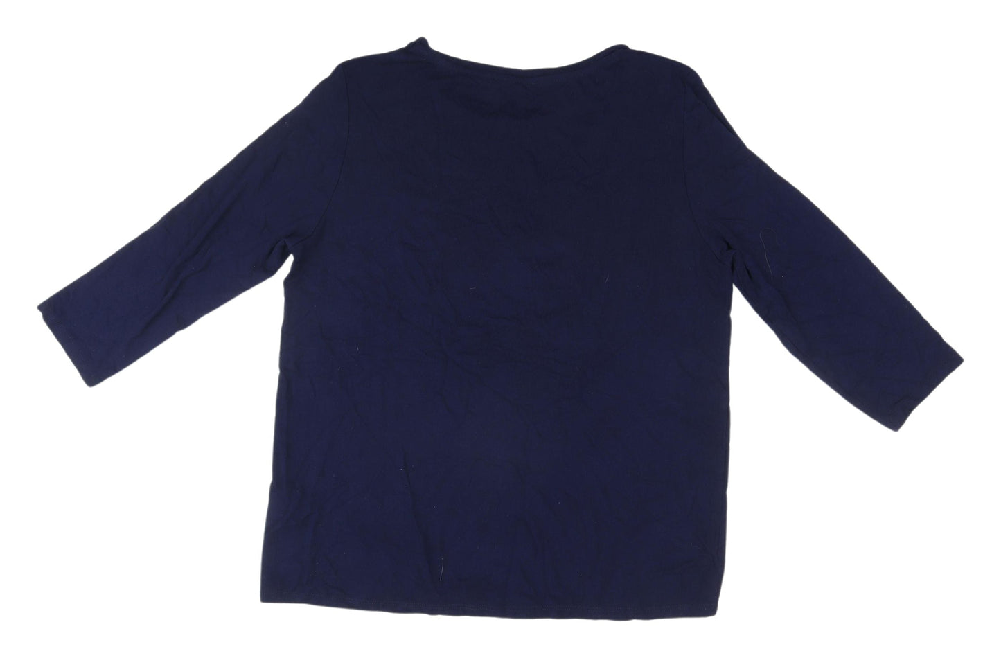 Encuentro Blue Sequin T-Shirt Women L 3/4 Sleeve