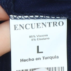 Encuentro Blue Sequin T-Shirt Women L 3/4 Sleeve
