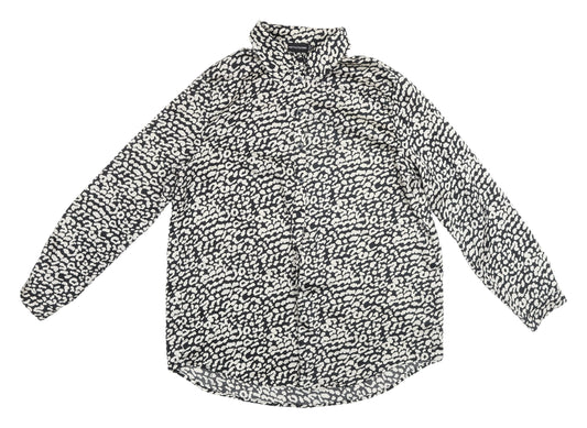 PrettyLittleThing Women's Black Animal Print Shirt UK 10