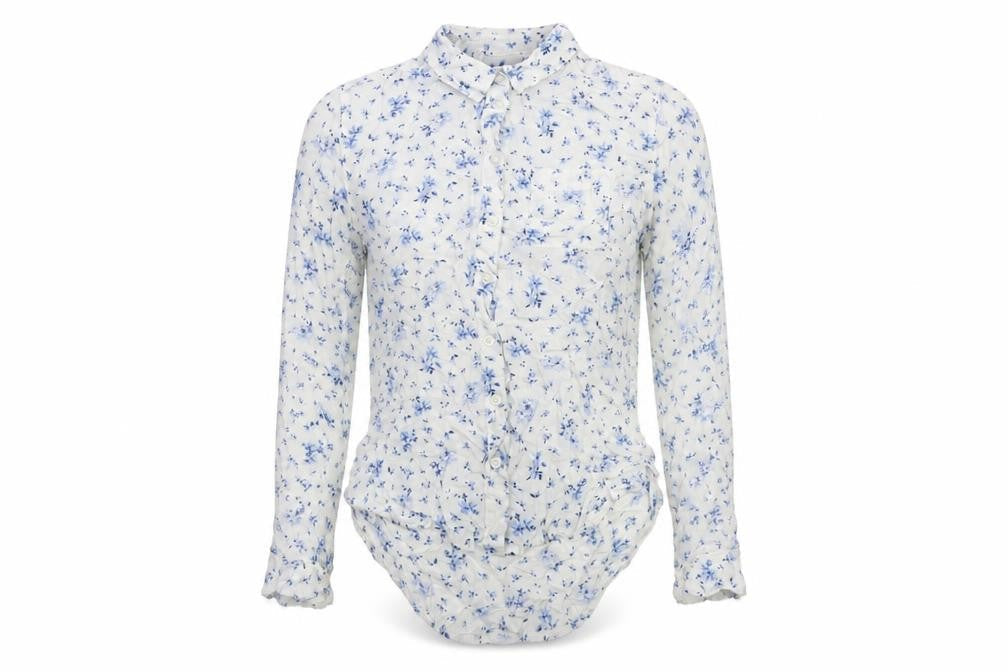 Jack Wills Women's White Floral Collared Shirt UK 6