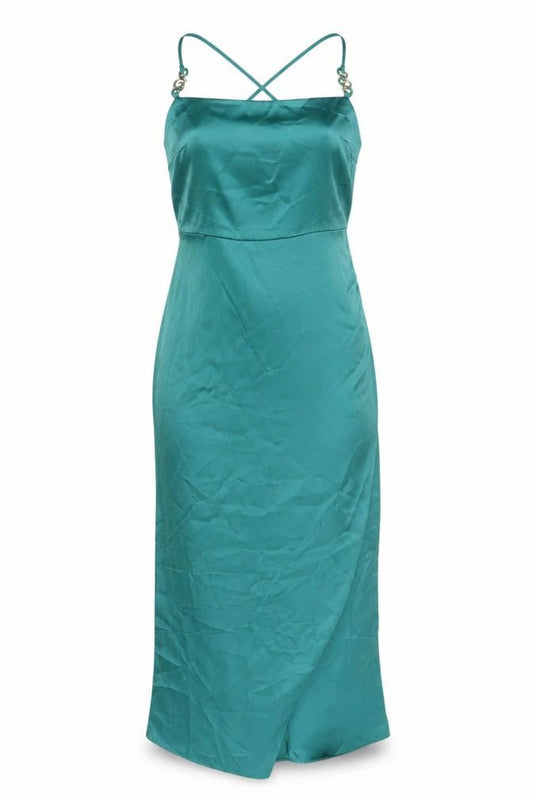 Zara Women's Green Satin Slip Dress UK 8