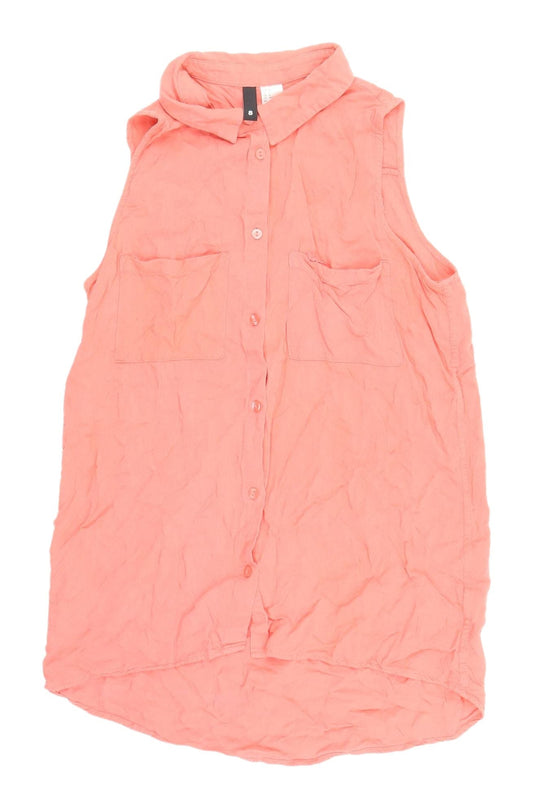 H&M Women's Pink Sleeveless Button-Up Top UK 6