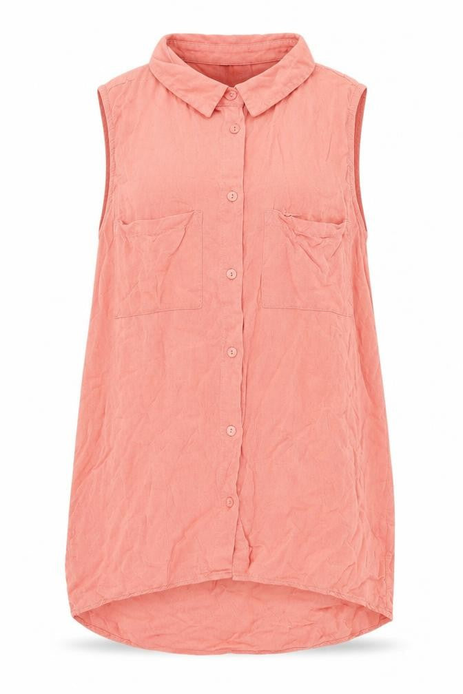 H&M Women's Pink Sleeveless Button-Up Top UK 6