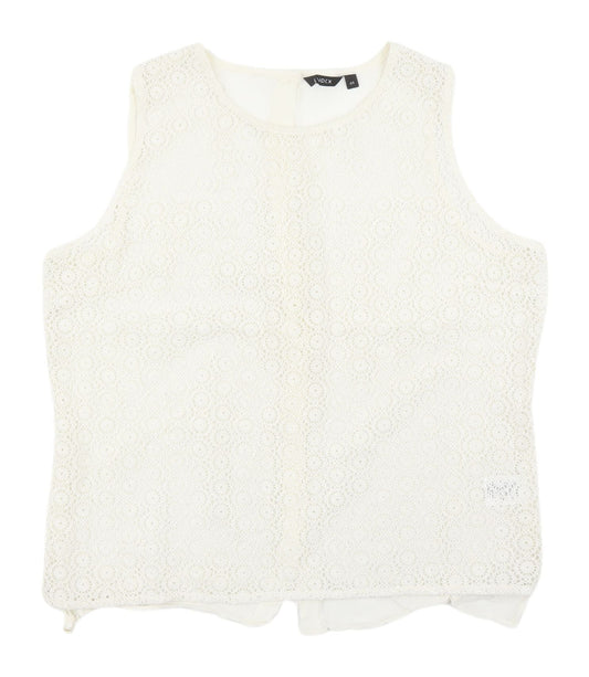 LVDEX Women's Ivory Lace Sleeveless Blouse Size 16