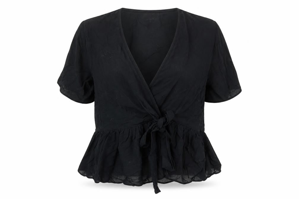 ASOS Women's Black Wrap Blouse Size 12 V-Neck