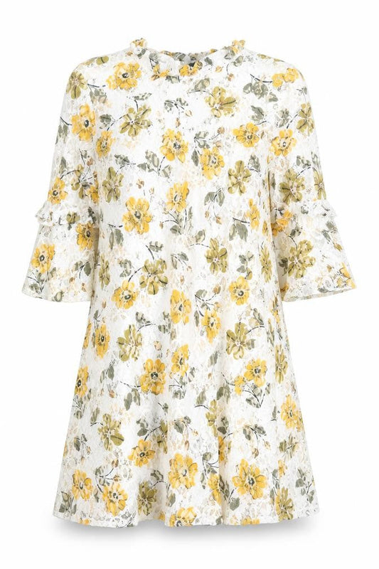 Marks & Spencer Floral Lace Dress, Size 14, Ivory