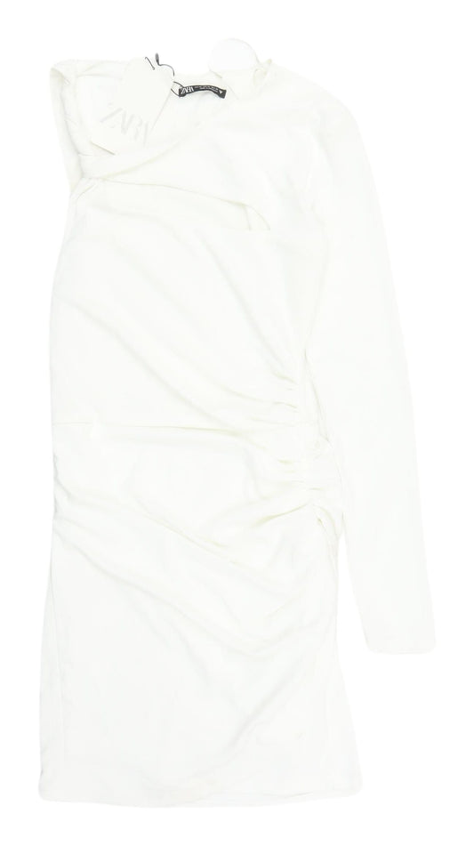 Zara Women's Ivory Sheath Dress XS Party Chic