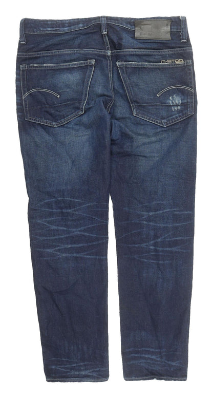 Back view of G-Star Men's Blue Tapered Jeans, size 32