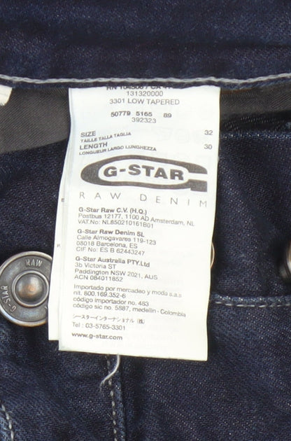 Close-up detail of G-Star Men's Blue Tapered Jeans, size 32