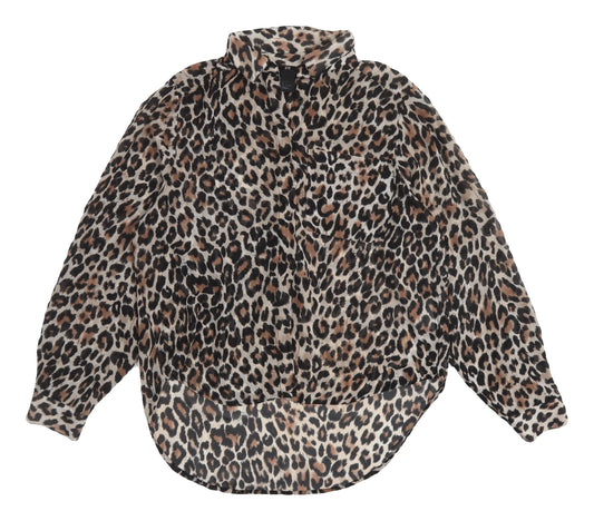 H&M Women's Multicoloured Animal Print Blouse Size 6