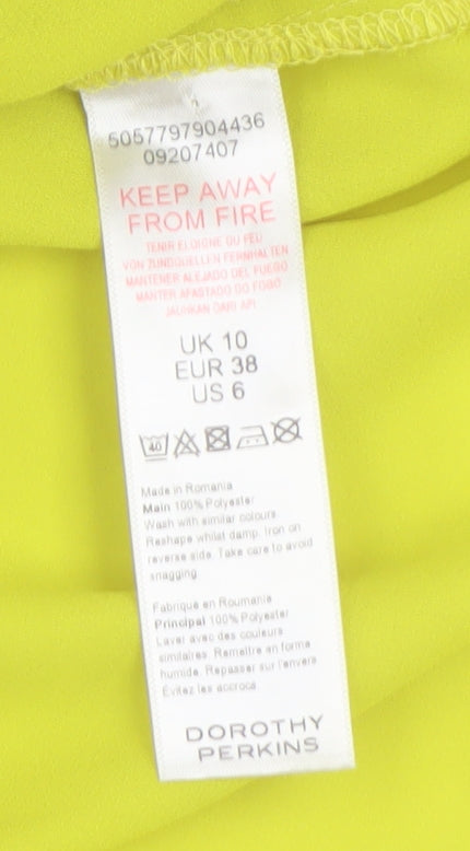 Dorothy Perkins Yellow Tall T-Shirt, Size 10, Women's Casual