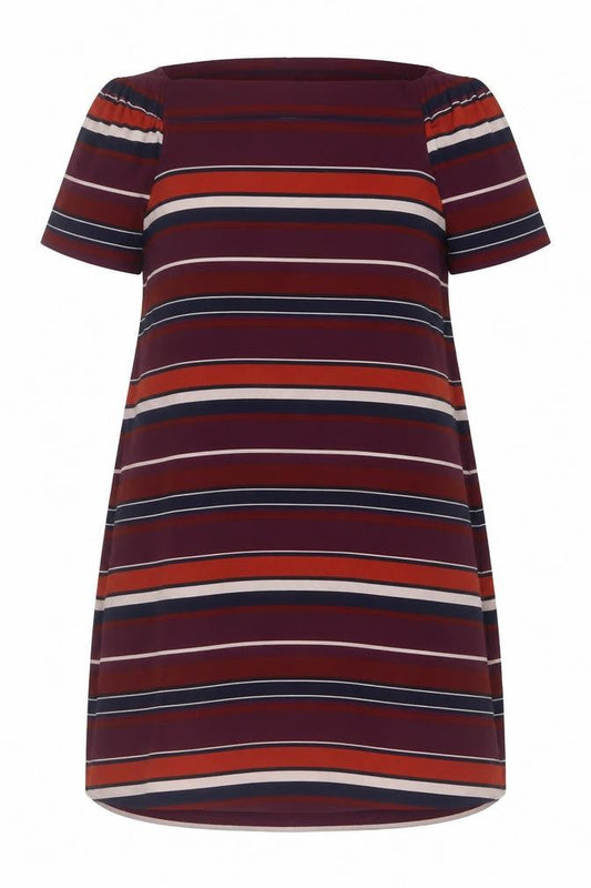 New Look Women's Multicoloured Striped Off-Shoulder Dress