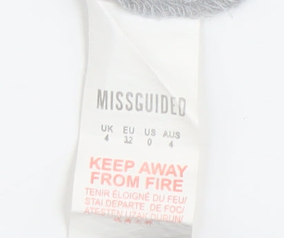 Close-up detail of Missguided Women Grey Cropped Blouse with Ruffle Accents