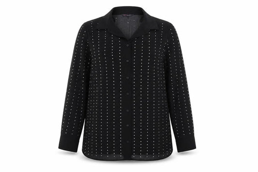 Marks and Spencer Women's Black Studded Button-Up Shirt