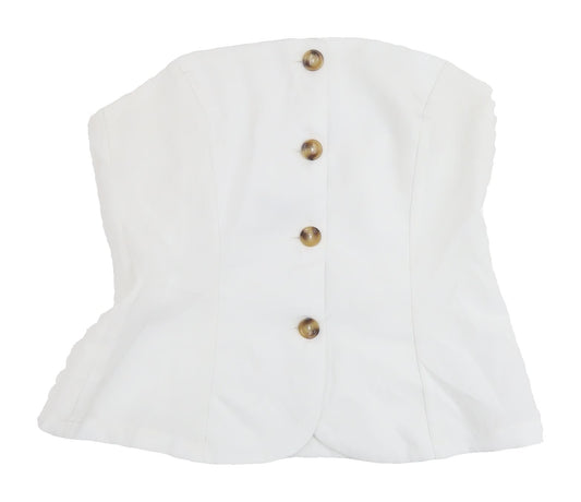 PrettyLittleThing Women's White Strapless Blouse Size 12