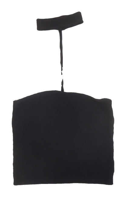 Zara Black Cropped Halter Tank for Women, Size S