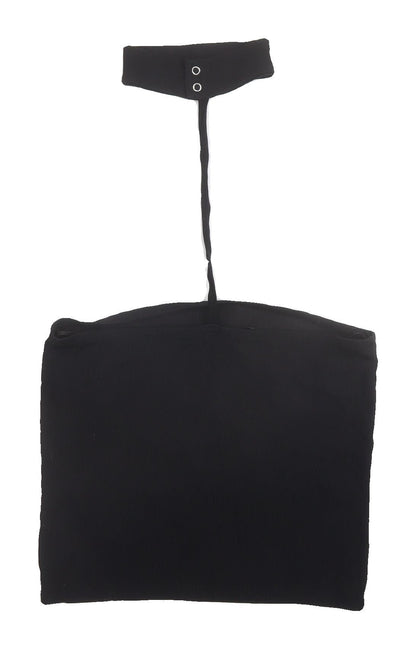 Zara Black Cropped Halter Tank for Women, Size S