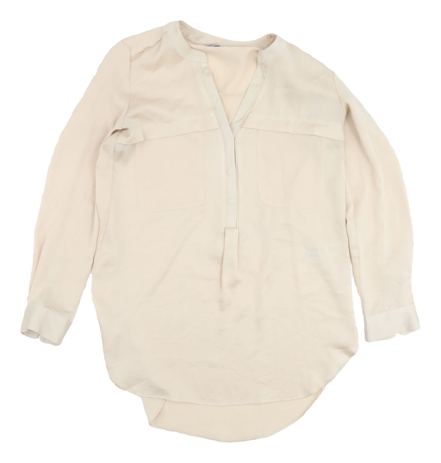 Marks and Spencer Beige V-Neck Blouse, Size 10, Women's