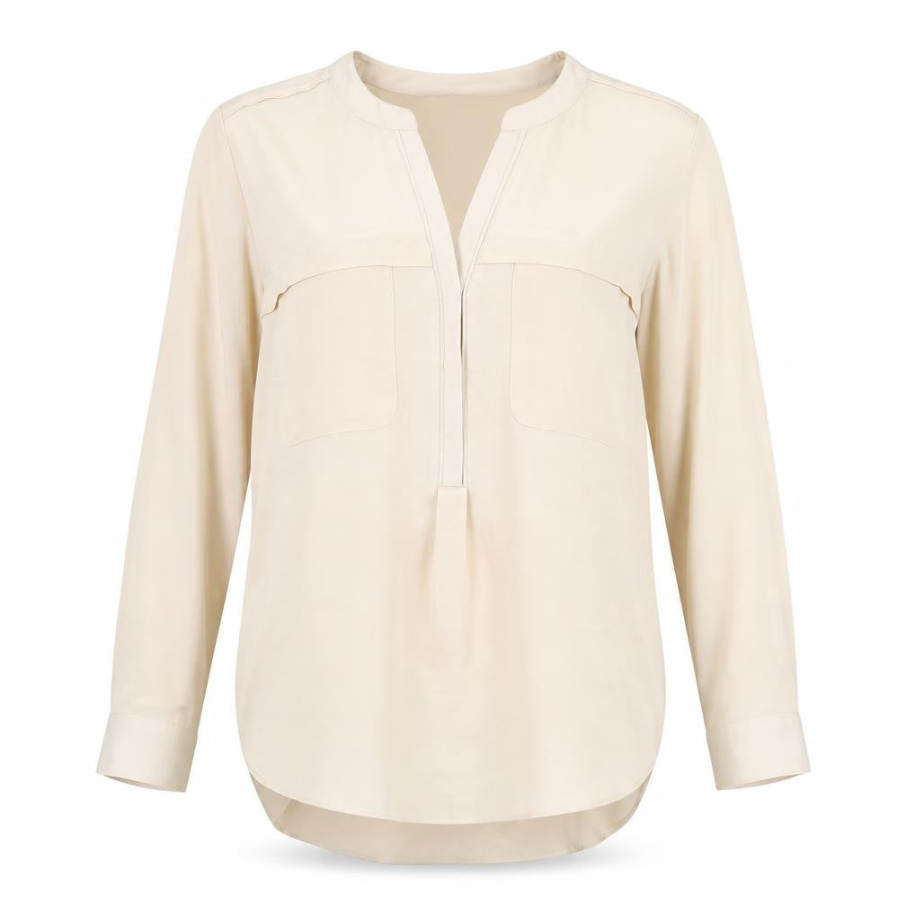 Marks & Spencer Beige V-Neck Blouse, Size 10, Women's