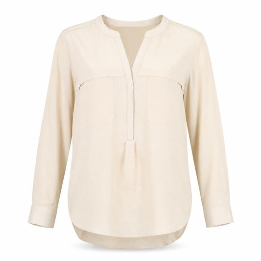 Marks & Spencer Beige V-Neck Blouse, Size 10, Women's