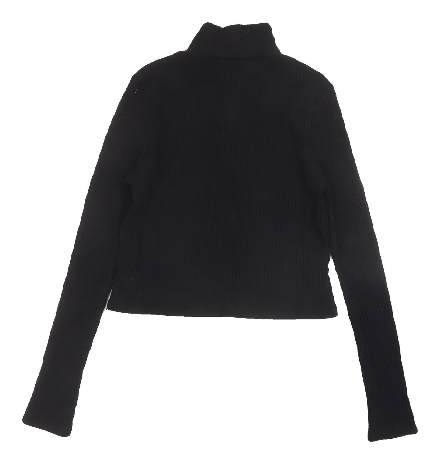 Topshop Women's Black Cropped High Neck Top Size 14