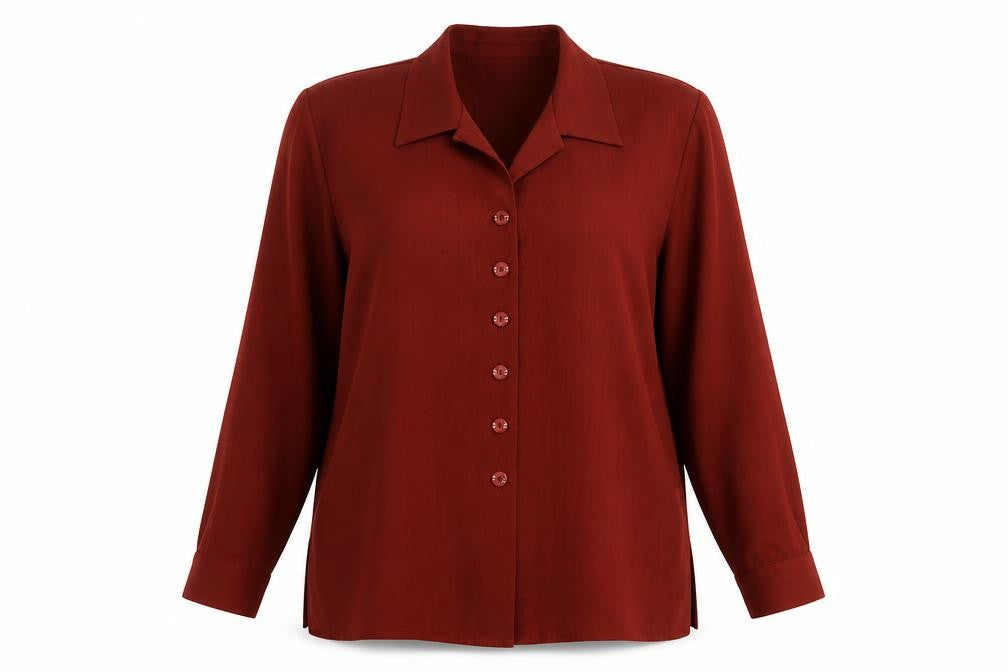 C&A Women's Brown Button-Up Collared Shirt, Size 14
