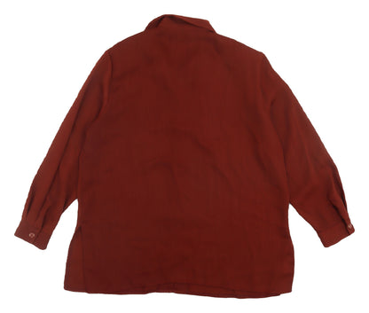 Back view of C&A Women's Brown Button-Up Collared Shirt, size 14