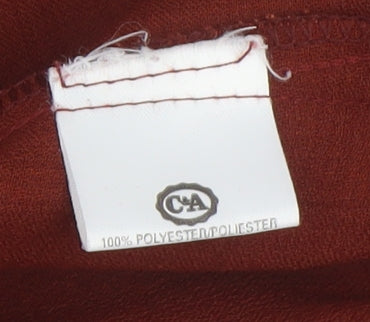 Close-up detail of C&A Women's Brown Button-Up Collared Shirt, size 14