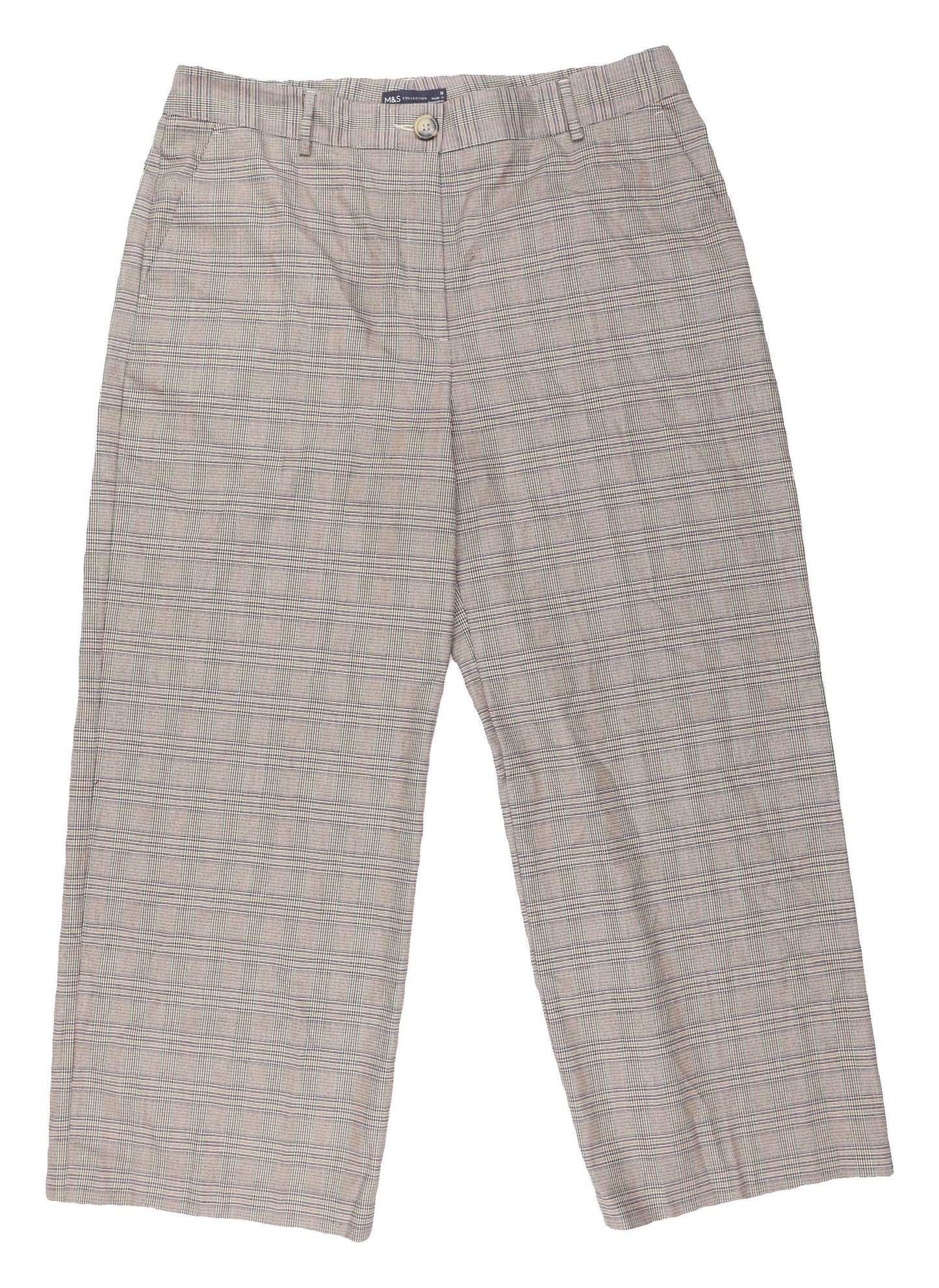 Marks and Spencer Women's Brown Plaid Trousers