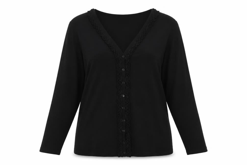 Bonmarché Women's Black V-Neck Cardigan - M