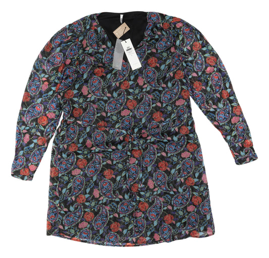 JDY Women's Black Paisley Long Sleeve Shift Dress S