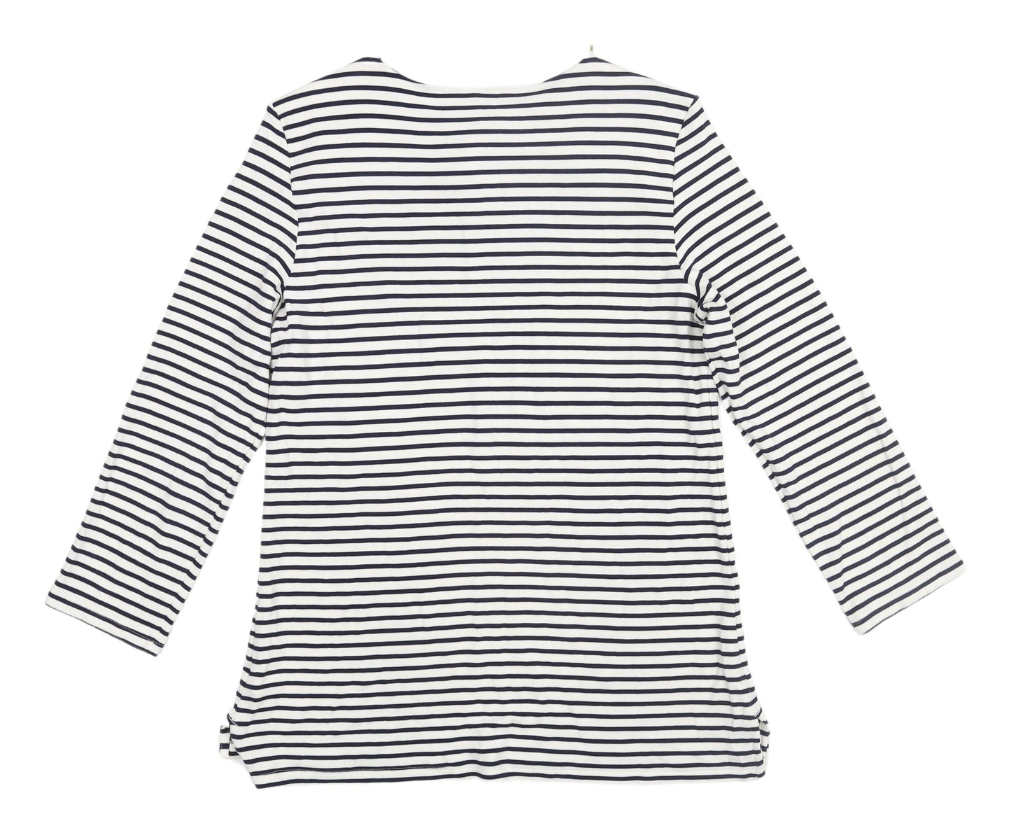 Marks & Spencer White Striped T-Shirt, Size 12, Casual