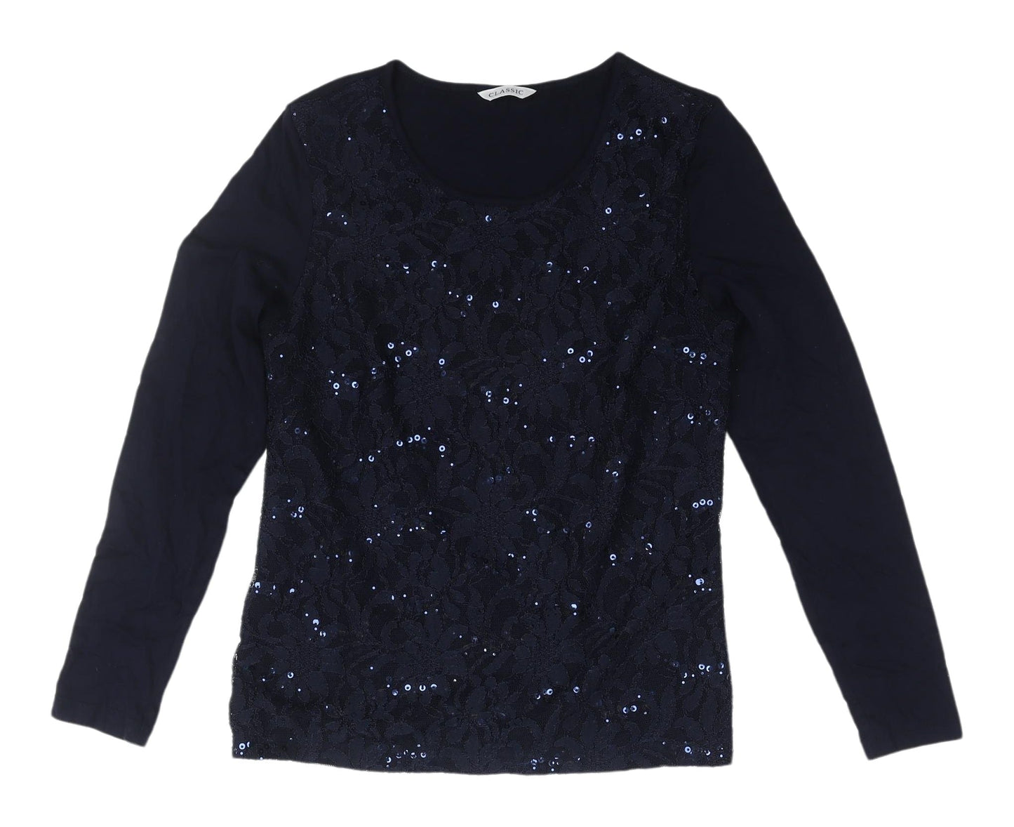 Marks and Spencer Women's Blue Lace Sequin Top Size 8