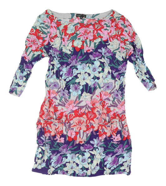 Warehouse Women's Multicoloured Floral Shift Dress Size 14