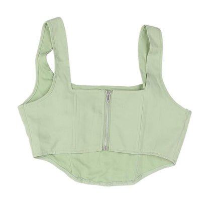 Back view of Missguided Women's Green Zip Tank Top, size 10