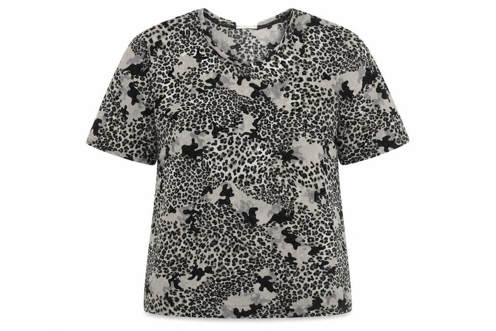 Finnson Women's Grey Animal Print T-Shirt