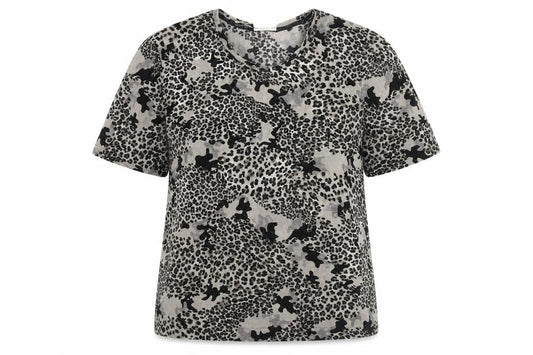 Finnson Women's Grey Animal Print T-Shirt
