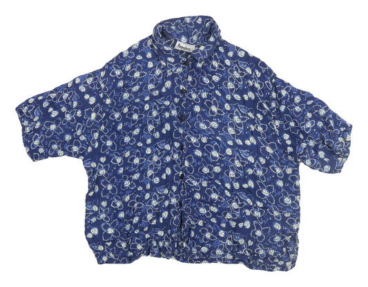 Pomodoro Plus Blue Geometric Blouse, Women’s 2XL, Casual Comfort