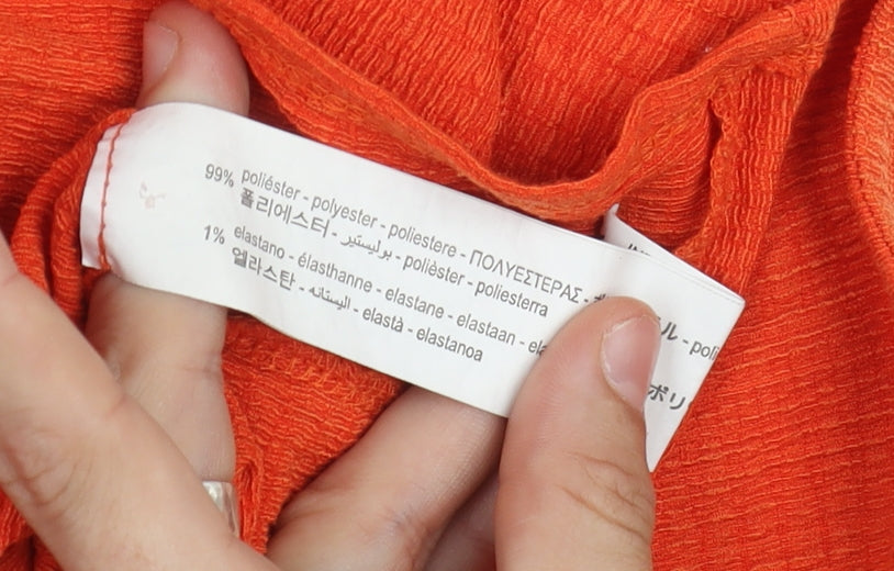 Zara Women's Orange Cropped Blouse V-Neck Size 12 Casual