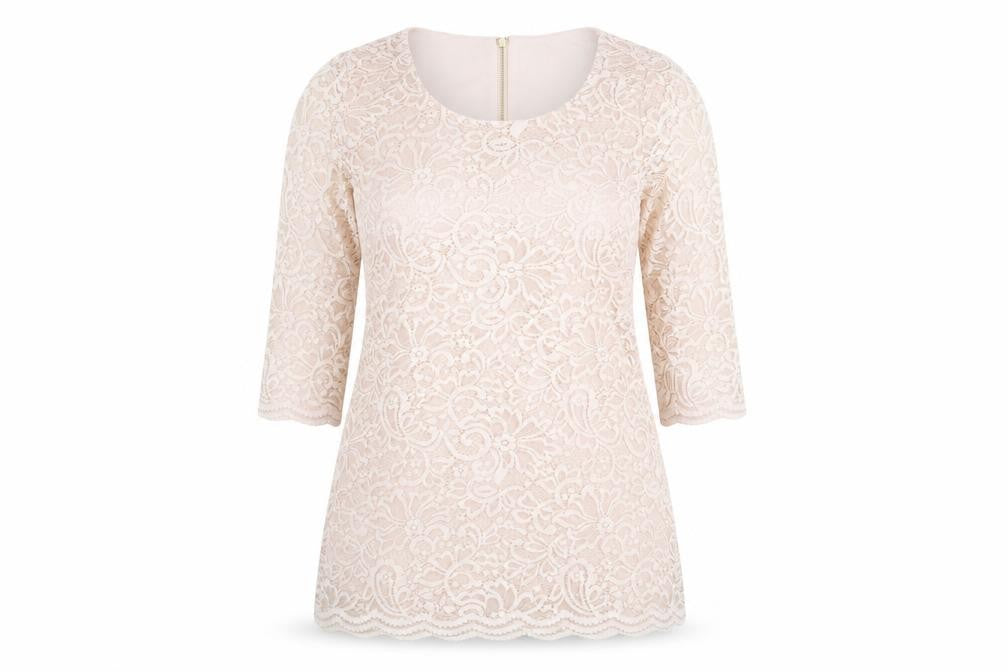 Ruth Langsford Beige Lace Blouse, Women's XS, Party Style