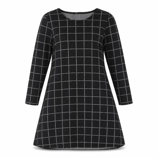 Stradivarius Women's Black A-Line Check Dress