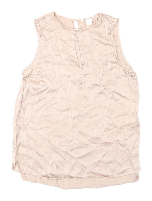 H&M Women's Beige Sleeveless Blouse - Size 6