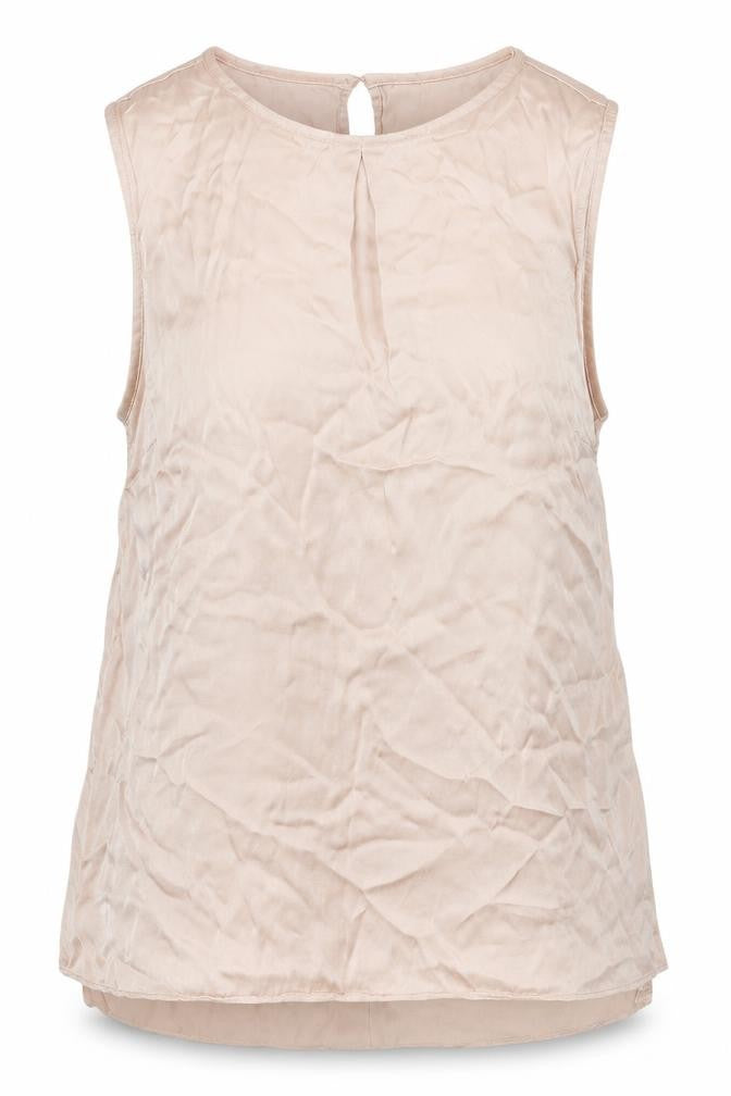 H&M Women's Beige Sleeveless Blouse - Size 6