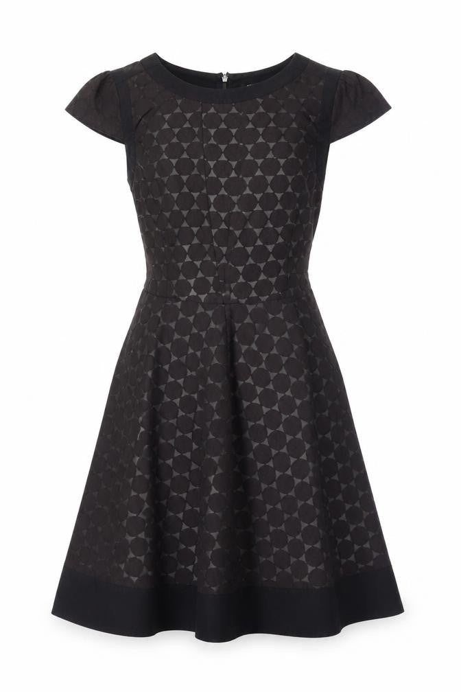 Oasis Women's Black A-Line Geometric Dress UK 8